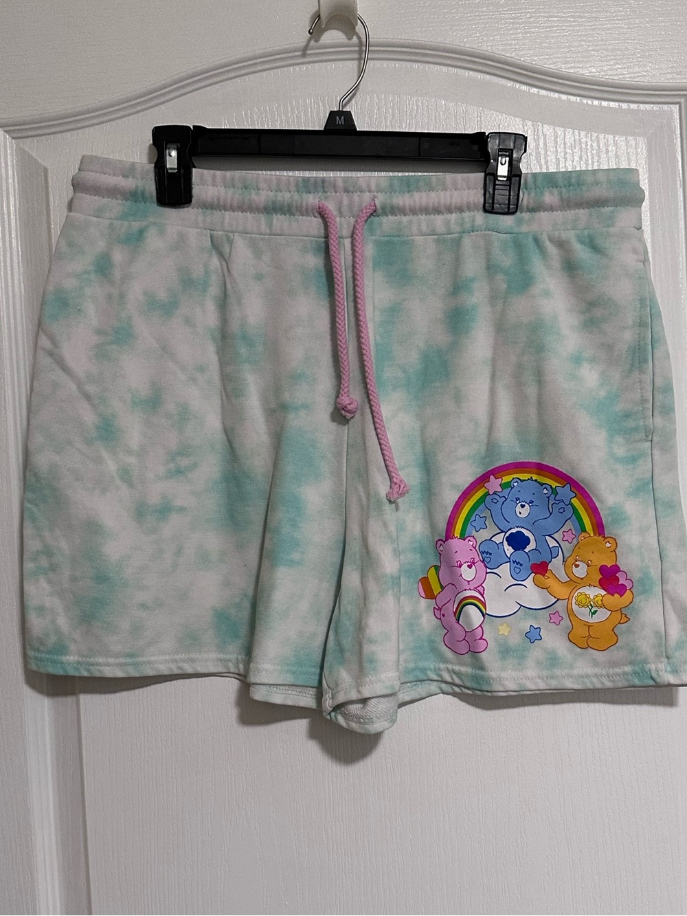 Care Bears Women’s Tie Dye Shorts XXL Drawstring Pockets Cute